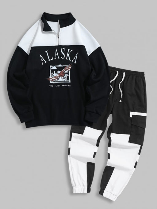 Letter Printed Sweatshirt With Cargo Pants Set - Grafton Collection