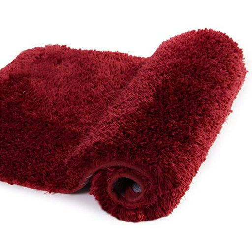 Red Bathroom Rug Non Slip Bath Mat - Water Absorbent Soft Microfiber Shaggy Bathroom Mat Machine Washable Bath Rug for Bathroom Thick Plush Rugs for Shower - Grafton Collection