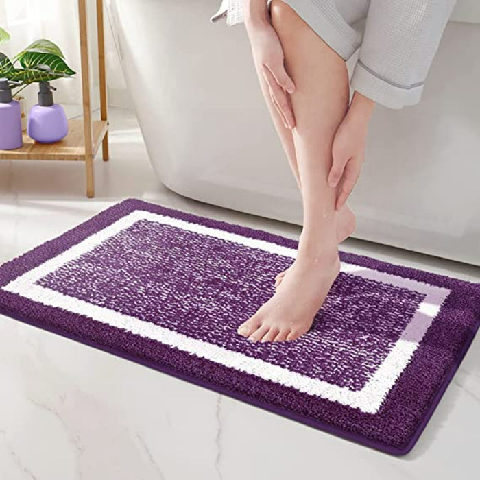 Purple Non Slip Bath Mat-Soft and Water Absorbent Rug, Machine Washable Plush Mat for Bathroom, Laundry Room and Living Room - Grafton Collection