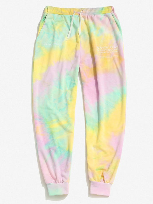 Tie Dye Letters Print Sports Outfit