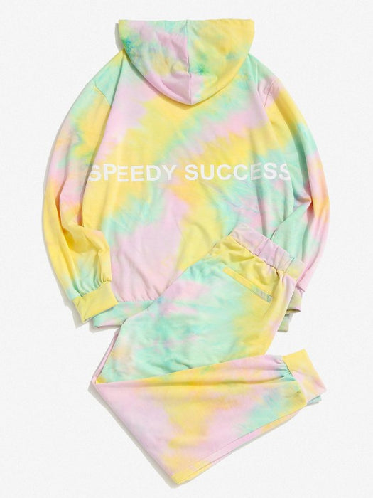 Tie Dye Letters Print Sports Outfit