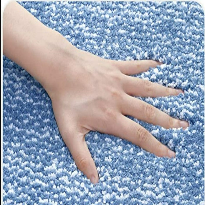 Blue Colored Non Slip Bath Mat-Soft and Water Absorbent Rug, Machine Washable Plush Mat for Bathroom, Laundry Room and Living Room - Grafton Collection