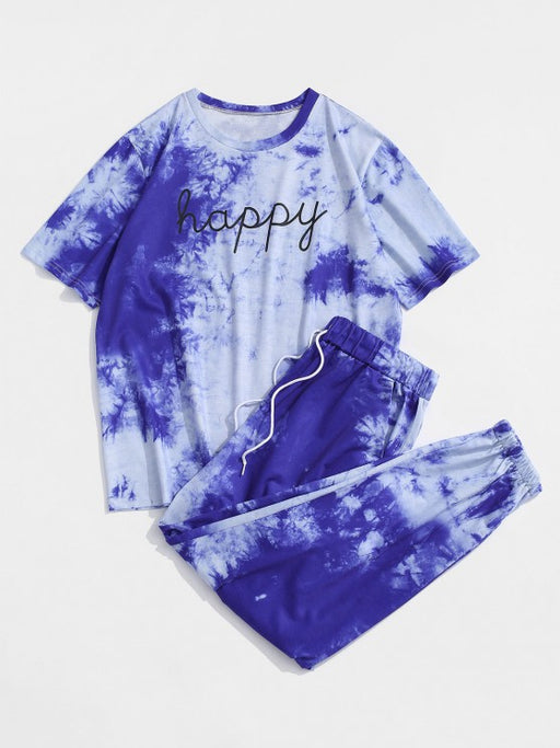 Tie Dye Happy Print Tee And Pants Set - Grafton Collection
