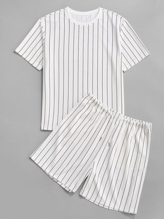 Stripe T Shirt And Shorts Two Piece Set - Grafton Collection