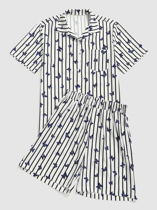 Stripe Butterfly Shirt And Shorts Two Piece Set - Grafton Collection