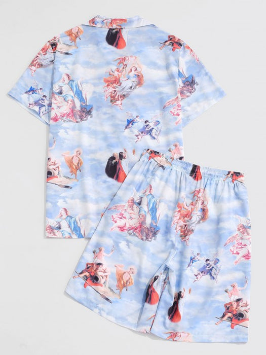 Characters Renaissance Printed Shirt And Shorts Set - Grafton Collection