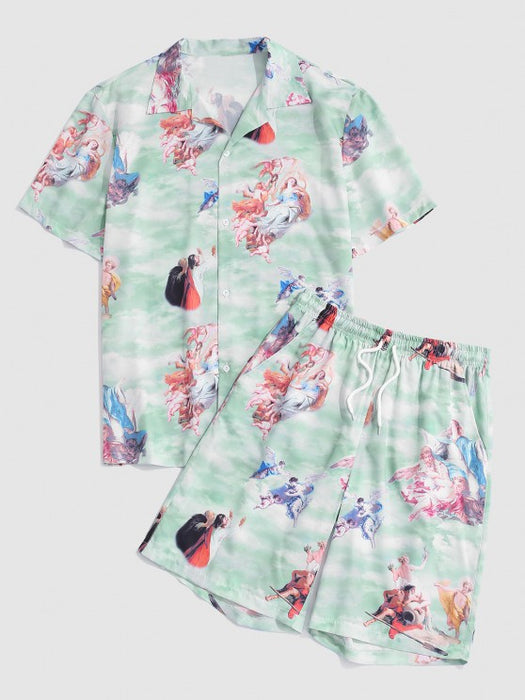 Characters Renaissance Printed Shirt And Shorts Set - Grafton Collection