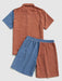 Two Tone Pocket Shirt And Shorts Set - Grafton Collection