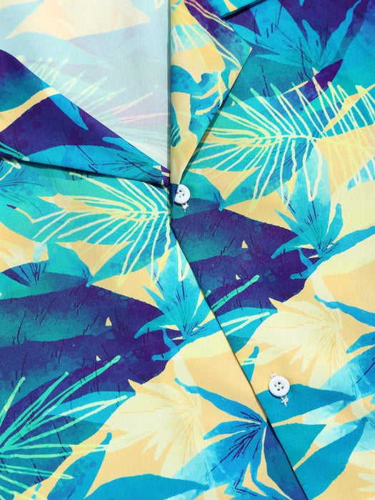 Tropical Leaves Print Shirt And Length Shorts - Grafton Collection