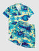 Tropical Leaves Print Shirt And Length Shorts - Grafton Collection