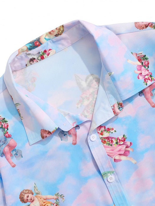 Floral Angel Printed Shirt And Shorts