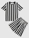 Contrast Striped Print T Shirt And Shorts - Grafton Collection