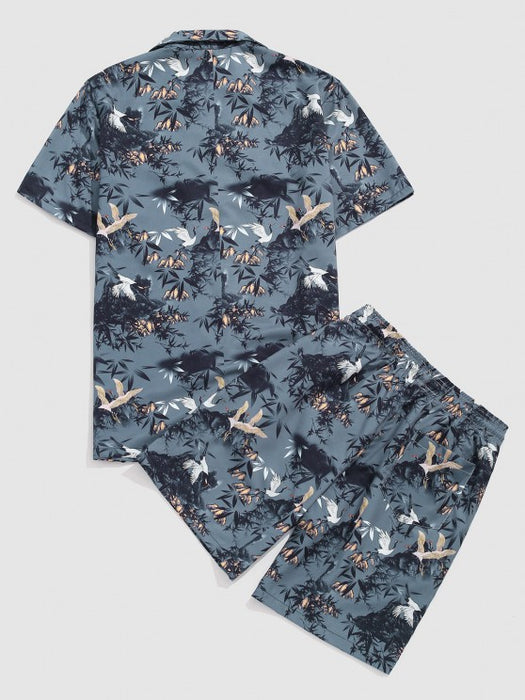 Bird Printed Shirt And Shorts