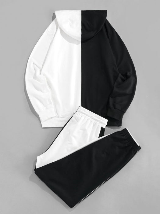 Front Pocket Contrast Hoodie And Pants