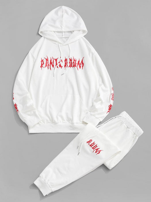 Two Piece Letter Printed Hoodie And Jogger