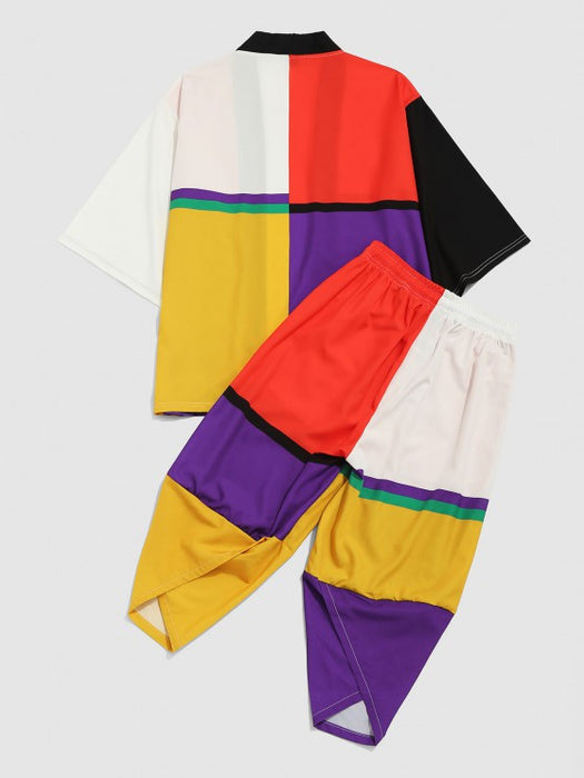 Kimono Cardigan And Cropped Baggy Pants Set - Grafton Collection