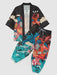 Chinoiseries Print Cardigan And Baggy Pants Set - Grafton Collection