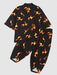 Flame Print Shirt And Cropped Pants Set - Grafton Collection