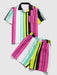 Striped Printed Pocket Shirt And Shorts Set - Grafton Collection