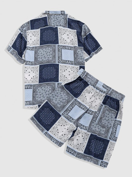 Scarf Patchwork Shirt And Shorts Set - Grafton Collection
