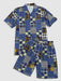 Houndstooth Patchwork Shirt And Shorts Set - Grafton Collection