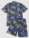 Houndstooth Patchwork Shirt And Shorts Set - Grafton Collection