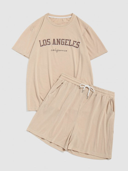 Los Angeles Printed T Shirt And Shorts Set - Grafton Collection