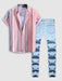 Striped Shirt And Ripped Jeans Set - Grafton Collection