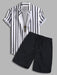 Striped Shirt And Drawstring Shorts Set - Grafton Collection