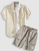 Striped Shirts And Letter Patch Shorts - Grafton Collection