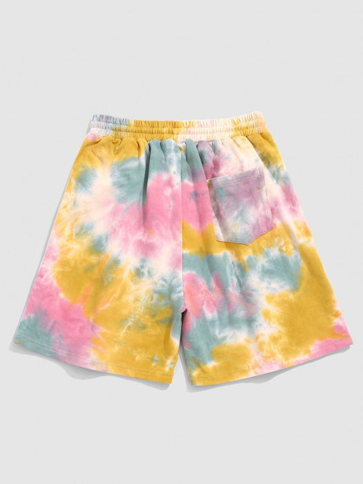 Pattern Tee And Tie Dye Shorts Set - Grafton Collection