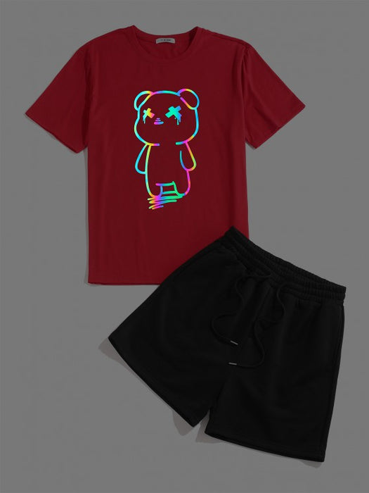 Bear Printed T-shirt And Shorts - Grafton Collection