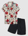 Flower Printed Pattern Shirt And Striped Shorts - Grafton Collection
