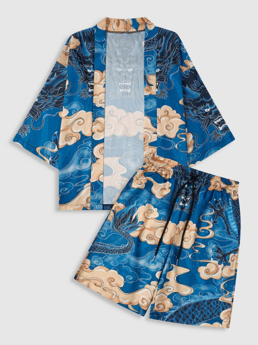Dragon Printed Kimono And Beach Shorts - Grafton Collection