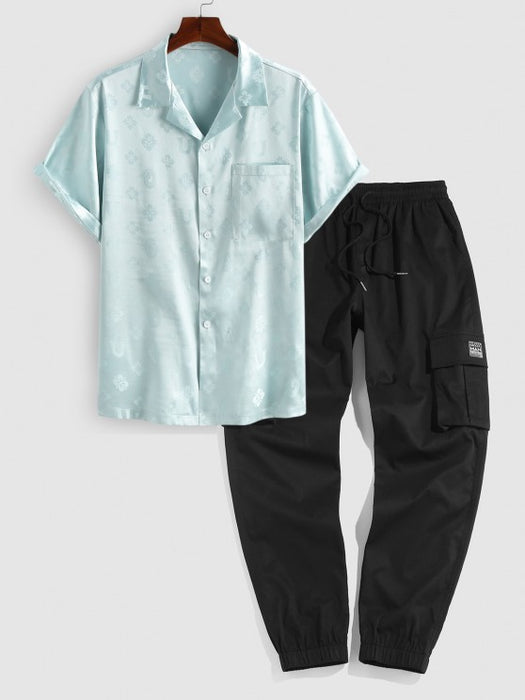 2 Pieces Pattern Shirt And Beam Feet Cargo Pants