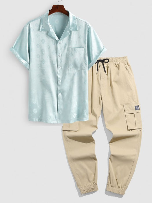2 Pieces Pattern Shirt And Beam Feet Cargo Pants