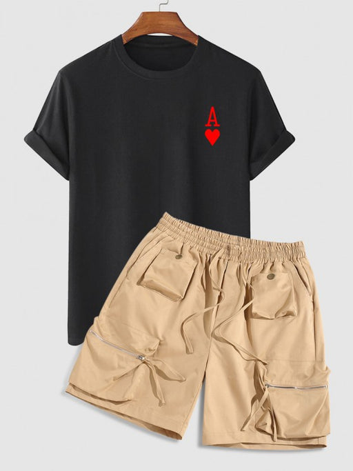 2 Pieces Playing Card Printed T Shirt And Shorts - Grafton Collection