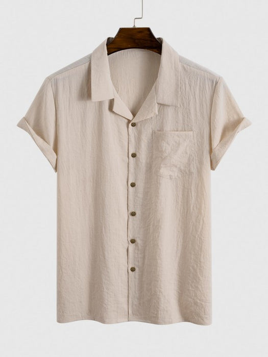 Button Up Collar Shirt And Drawstring Shorts
