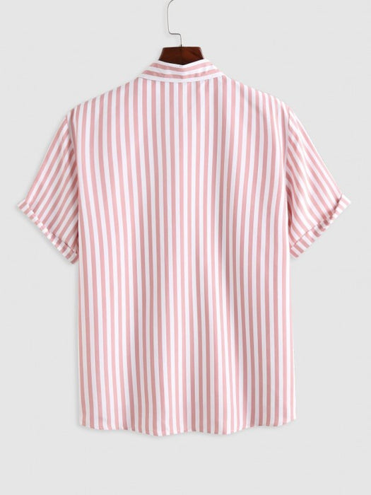 Short Sleeves Vertical Stripe Shirt And Shorts