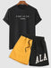 Short Sleeves T Shirt With Two Tone Shorts - Grafton Collection