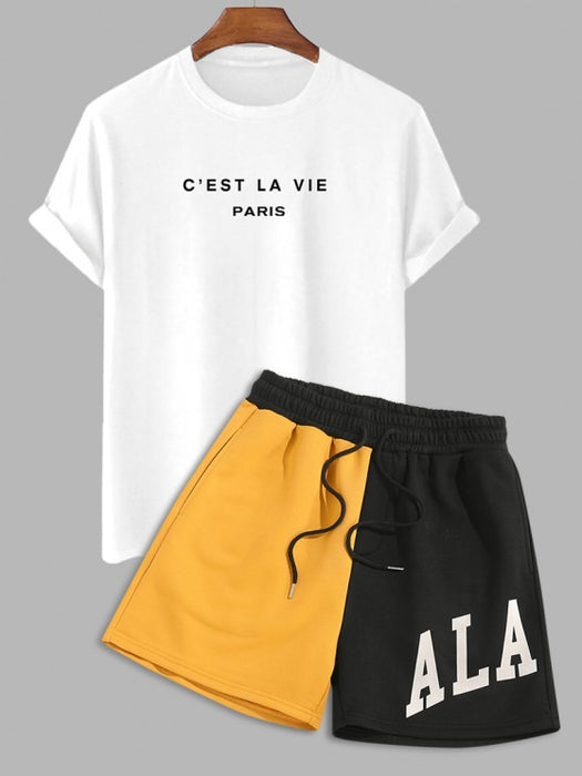 Short Sleeves T Shirt With Two Tone Shorts