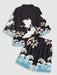 Sea Waves And Flower Print Kimono With Shorts Set - Grafton Collection