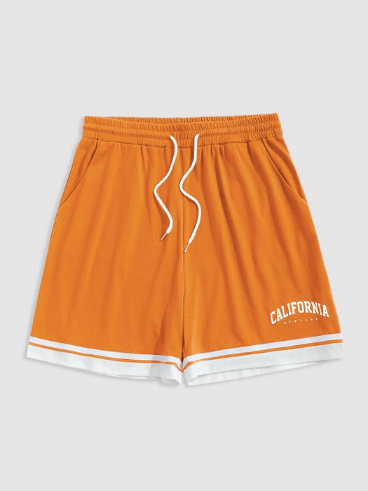 Sports Printed Tee And Drawstring Shorts Set - Grafton Collection