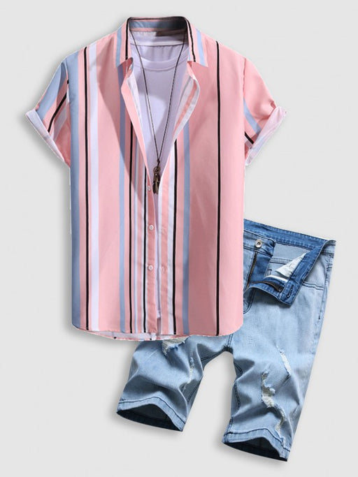 2 Pieces Stripe Shirt And Shorts - Grafton Collection