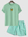 Butterfly Printed T Shirt And Vertical Stripe Shorts - Grafton Collection