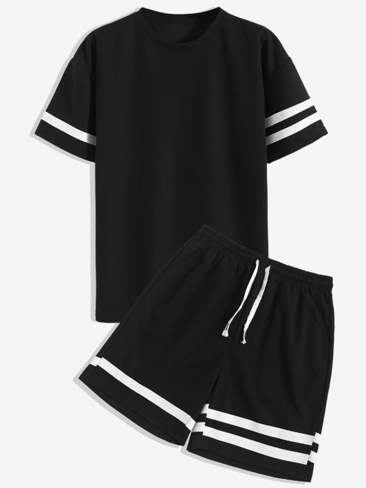 Striped Pattern T Shirt And Shorts Set