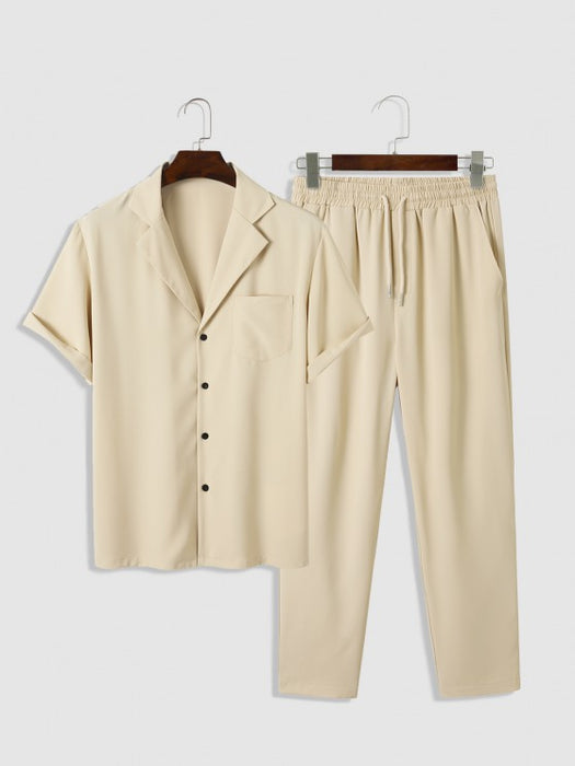 Tailored Collar Shirt And Drawstring Pants - Grafton Collection