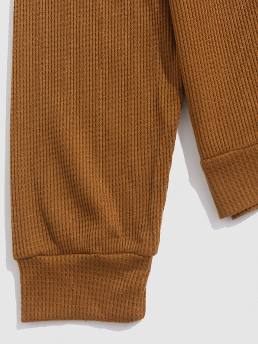 Textured Sweatshirt And Drawstring Pants Set