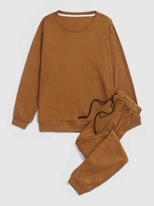 Textured Sweatshirt And Drawstring Pants Set - Grafton Collection