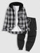 Plaid Hooded Shirt And Cargo Pants Set - Grafton Collection